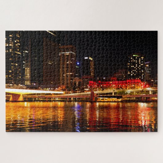Brisbane stadslichten 's nachts legpuzzel (Horizontaal)