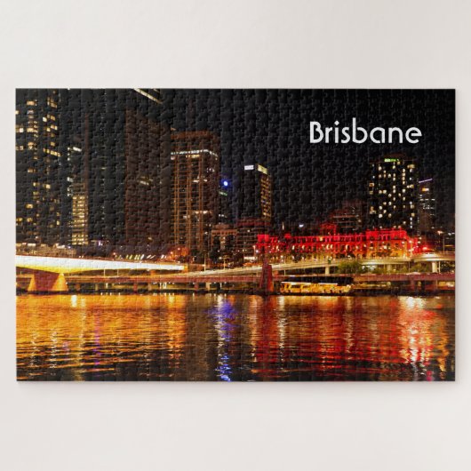 Brisbane: stadslichten 's nachts legpuzzel (Horizontaal)