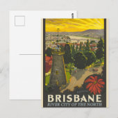 Brisbane vintage poster briefkaart (Voorkant / Achterkant)