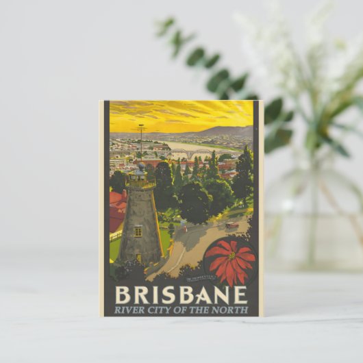 Brisbane vintage poster feestdagenkaart (Staand voorkant)