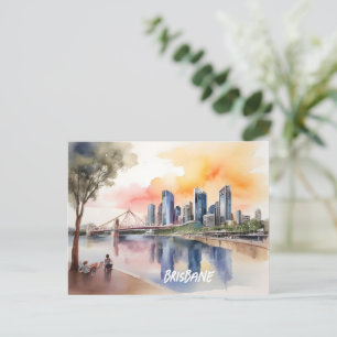 Brisbane waterverf kunst briefkaart