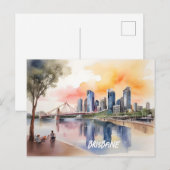 Brisbane waterverf kunst briefkaart (Voorkant / Achterkant)