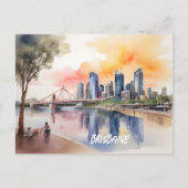 Brisbane waterverf kunst briefkaart (Voorkant)