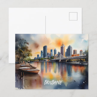 Brisbane waterverf kunst briefkaart