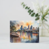 Brisbane waterverf kunst briefkaart (Staand voorkant)