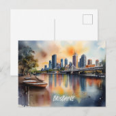 Brisbane waterverf kunst briefkaart (Voorkant / Achterkant)