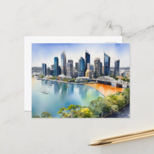 Brisbane waterverf kunst briefkaart