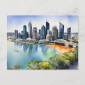 Brisbane waterverf kunst briefkaart (Voorkant)