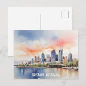 Brisbane waterverf kunst briefkaart (Voorkant / Achterkant)