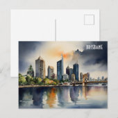 Brisbane waterverf kunst briefkaart (Voorkant / Achterkant)