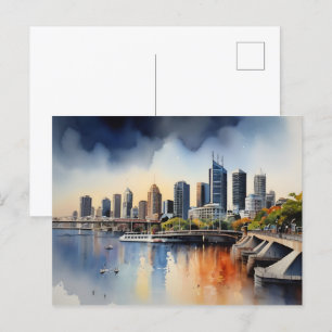 Brisbane waterverf kunst briefkaart