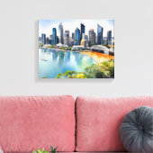 Brisbane waterverf kunst canvas afdruk (Insitu (Woonkamer))