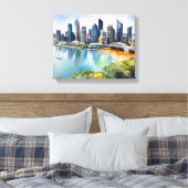 Brisbane waterverf kunst canvas afdruk (Insitu (Slaapkamer))