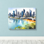 Brisbane waterverf kunst canvas afdruk (Insitu (Houten vloer))