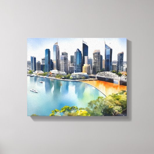 Brisbane waterverf kunst canvas afdruk (Voorkant)