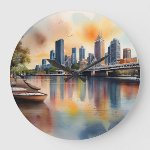 Brisbane waterverf kunst grote klok