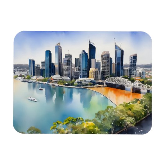 Brisbane waterverf kunst magneet (Horizontaal)