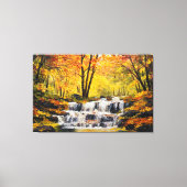Brisk Autumn Waterfall Oil Paint Canvas Wall Art (Voorkant)