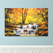 Brisk Autumn Waterfall Oil Paint Canvas Wall Art Afdruk (Insitu (Houten vloer))