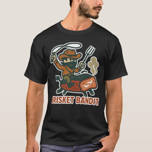 Brisket Bandit BBQ Cowboy Design T-shirt (Voorkant)