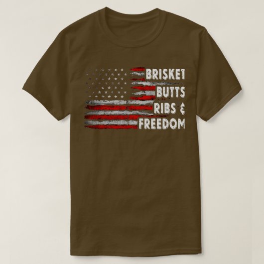 Brisket Butts Ribs and Freedom BBQ American flag T-shirt (Design voorkant)