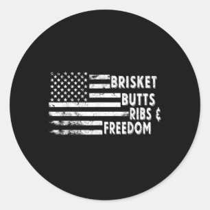 Brisket Butts Ribs and Freedom BBQ Amerikaanse vla Ronde Sticker