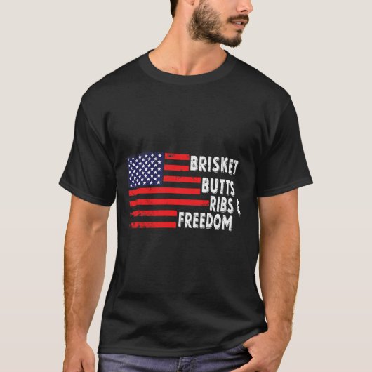 Brisket Butts Ribs and Freedom BBQ Amerikaanse vla T-shirt (Voorkant)