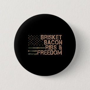 Brisket Bycon Ribs en Freedom Grill BBQ Funny Mea Ronde Button 5,7 Cm