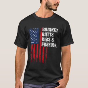 Brisket kont ribben en vrijheid biefstuk koken run t-shirt