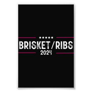 Brisket Ribs 2024 BBQ Barbecue Politieke verkiezin Foto Afdruk