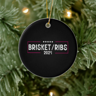Brisket Ribs 2024 BBQ Barbecue Politieke verkiezin Keramisch Ornament