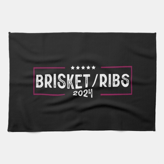 Brisket Ribs 2024 BBQ Barbecue Politieke verkiezin Theedoek (Horizontaal)