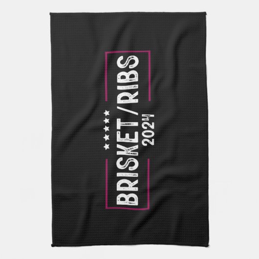 Brisket Ribs 2024 BBQ Barbecue Politieke verkiezin Theedoek (Verticaal)