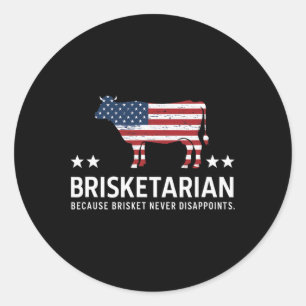 Brisketarian Brisket BBQ Vlees Humor BBQ Mannen Ronde Sticker
