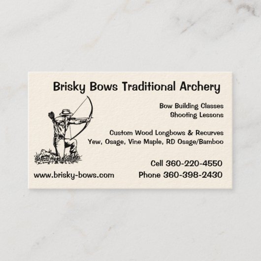 Brisky Bows Archery Visitekaartje (Voorkant)