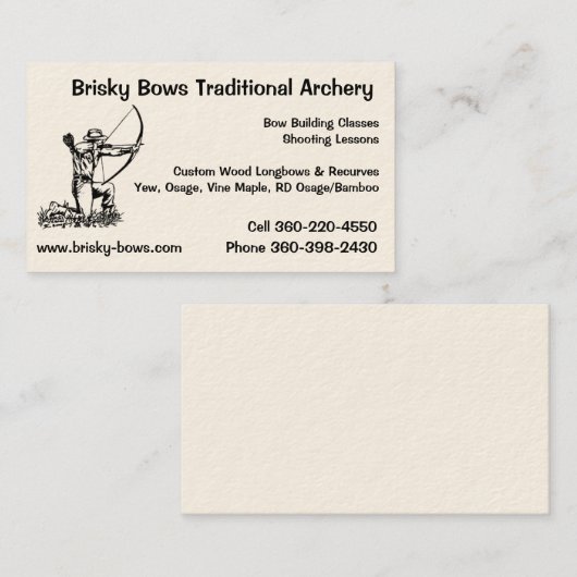 Brisky Bows Archery Visitekaartje (Voorkant / Achterkant)
