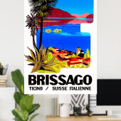 Brissago, Ticino, Zwitserland. Village and Lake Poster (Thuiskantoor)