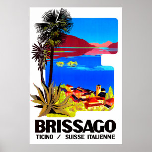 Brissago, Ticino, Zwitserland. Village and Lake Poster