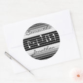 Bristles muzieknoten gepersonaliseerd ronde sticker (Envelop)