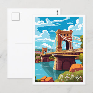 Bristol Bridge Engeland vintage reisillustratie Briefkaart