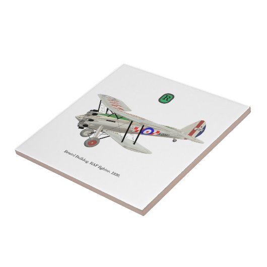 Bristol Bulldog, biplane, with monogram, Tegeltje (Zijkant)