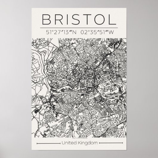 Bristol City Map Poster – Modern Minimal Urban Art (Voorkant)