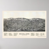 Bristol, CT Panorama Kaart - 1889 Poster (Voorkant)