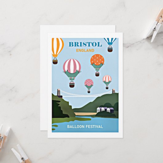 Bristol Engeland ballonfestival Kaart (Voorkant / Achterkant in situ)