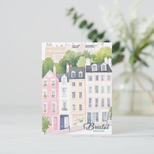 Bristol Engeland Gouache Schilderillustratie Reize Briefkaart (Staand voorkant)