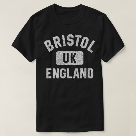 Bristol Engeland Gym Style Distress White Prin T-shirt (Design voorkant)