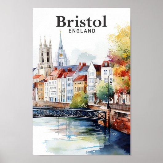 Bristol Engeland Waterverf schilderij reizen Poster (Voorkant)