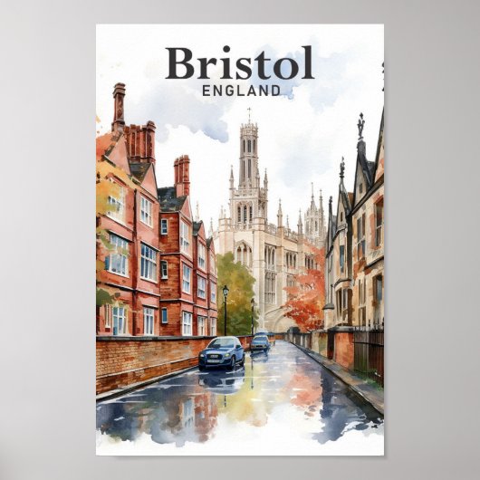 Bristol Engeland Waterverf schilderij reizen Poster (Voorkant)