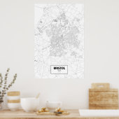 Bristol, Engeland (zwart op wit) Poster (Keuken)