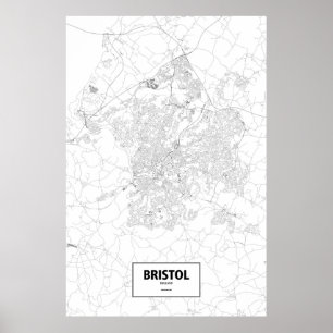 Bristol, Engeland (zwart op wit) Poster